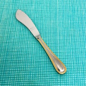 Towle Beaded Antique Gold Satin Butter Spreader 18/8 Stainless Germany Flatware